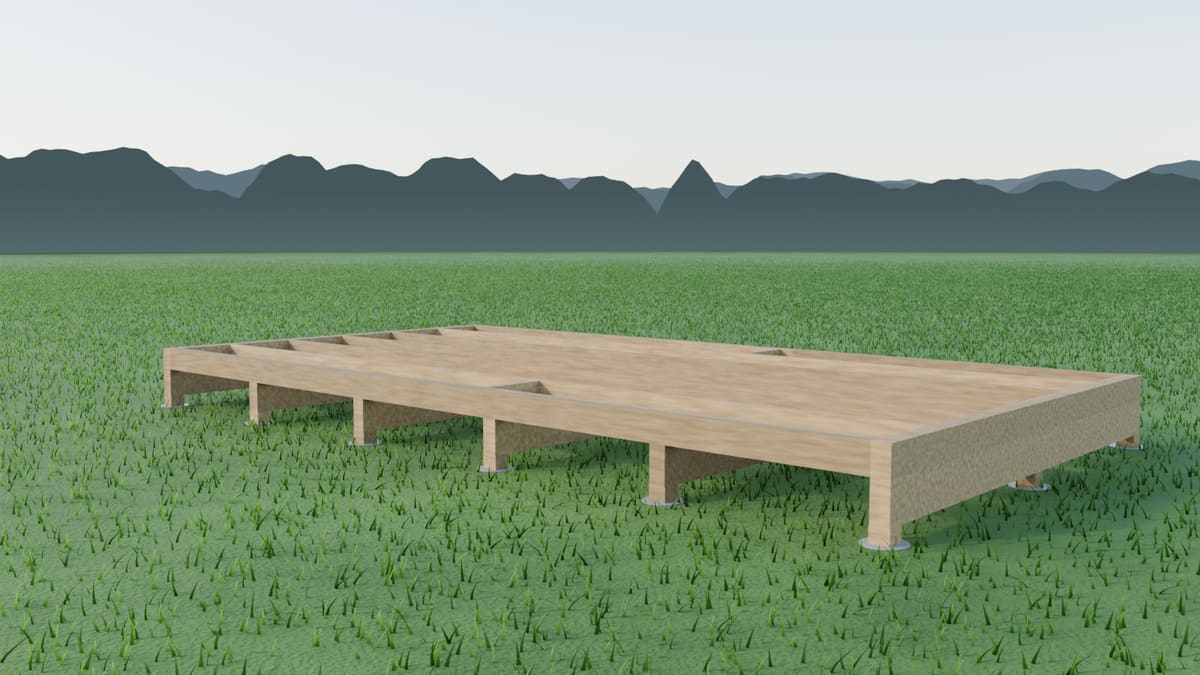Utförd altan 17,1 m² på 18 markskruvar Ø76 × 1250 mm