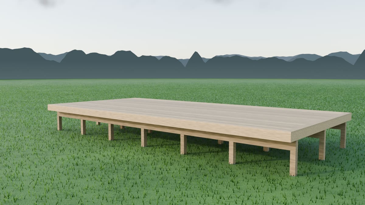 Utförd altan 26,3 m² på 21 markskruvar Ø68 × 800 mm