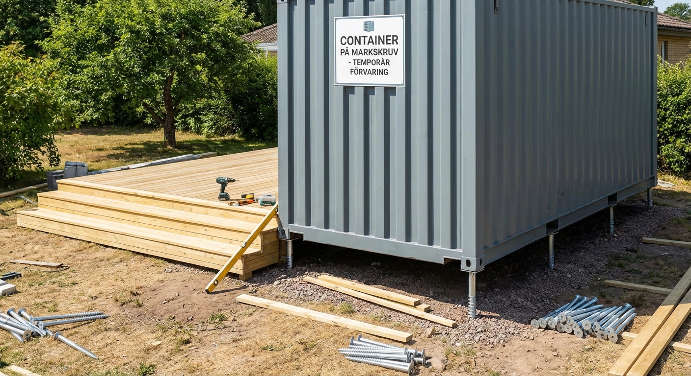 Container på markskruv - temporär förvaring