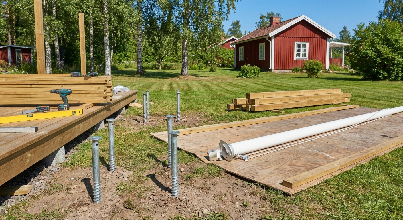 Flaggstång på markskruv - res flaggan enkelt