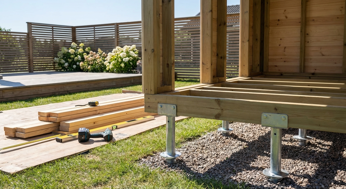 Lekstuga på markskruv - säker grund för barnens koja