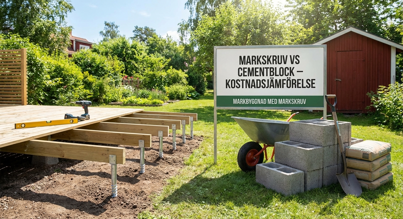 Markskruv vs Cementblock - Kostnadsjämförelse