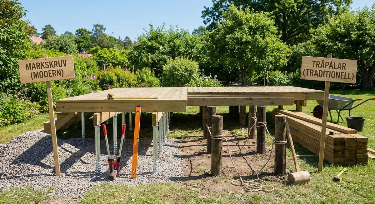 markskruv vs träpålar - SnabbGrund