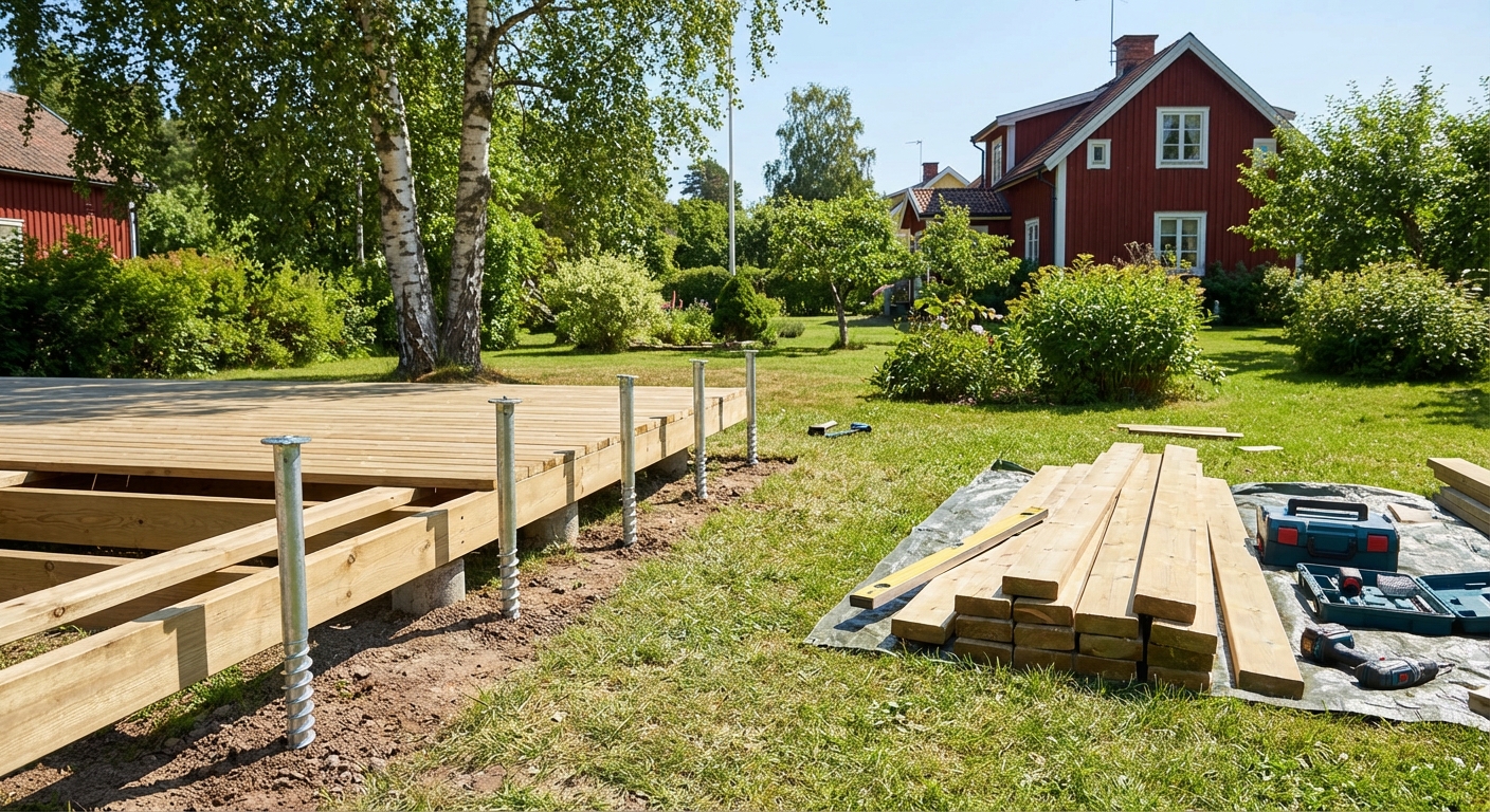 Soldäck med markskruv - skapa din solplats