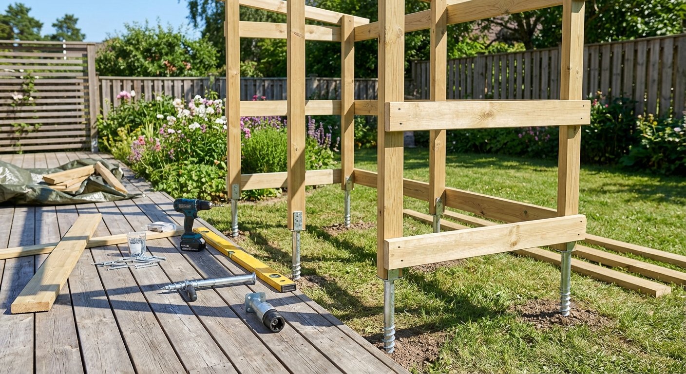 Sopskjul med markskruv - dölj sopkärlen snyggt