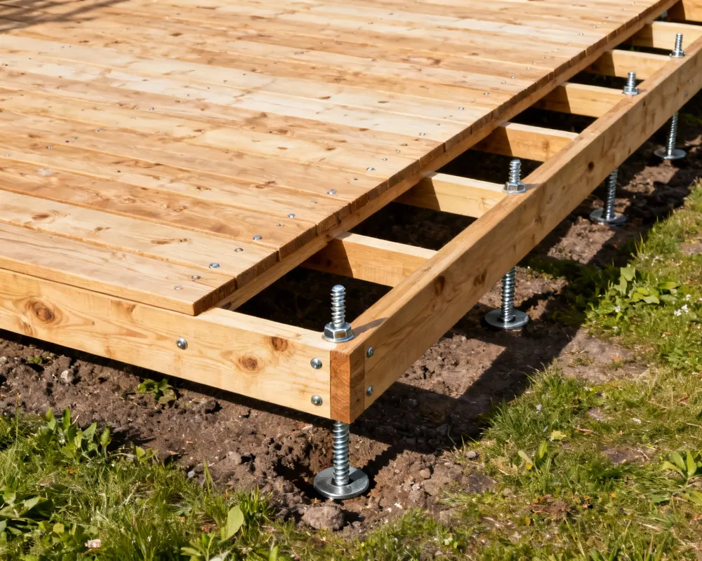 Färdig trall med ESSVE skruvar monterade på markskruv-fundament